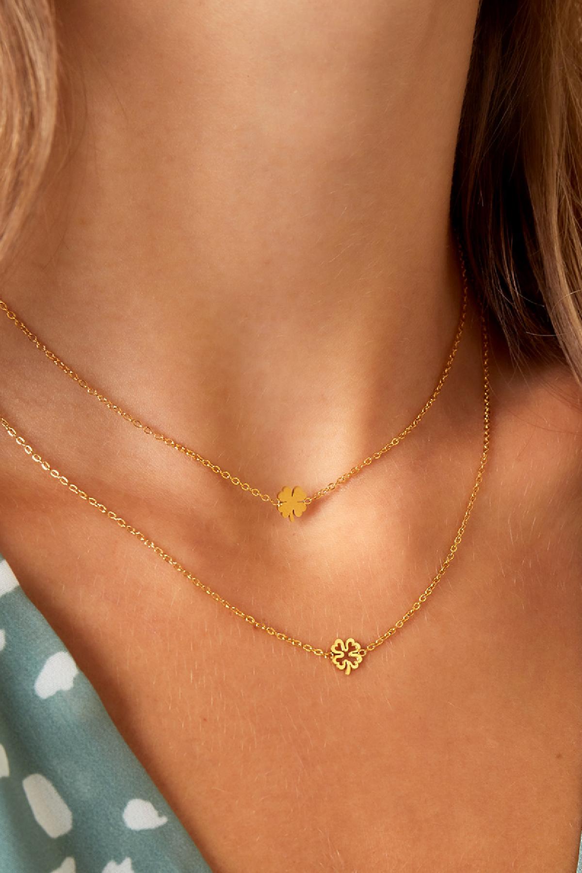 Ketting open klaver Goud kleur Stainless Steel