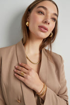 Unisex ketting plat met structuur - Goud kleur-6.0MM
