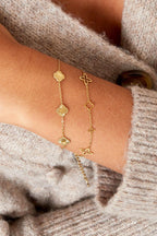 Armband klaver met patroon Goud kleur Stainless Steel