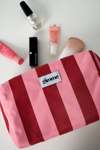 Toilettas grote streep - Roze rood