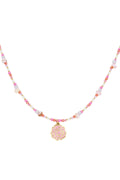 beaded rose ketting - roze &
