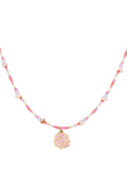 beaded rose ketting - roze &