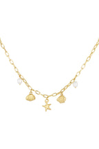 Korte ketting met strandbedels - Gold kleur