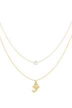 Fish and pearl Necklace - Goud kleur