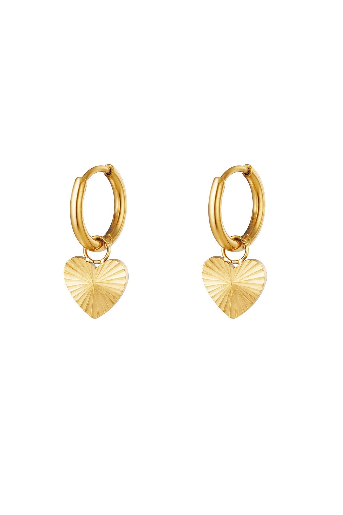 RVS oorbellen hart Goud kleur Stainless Steel