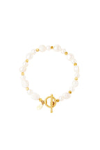 Roestvrij stalen armband parels Goud kleur Stainless Steel