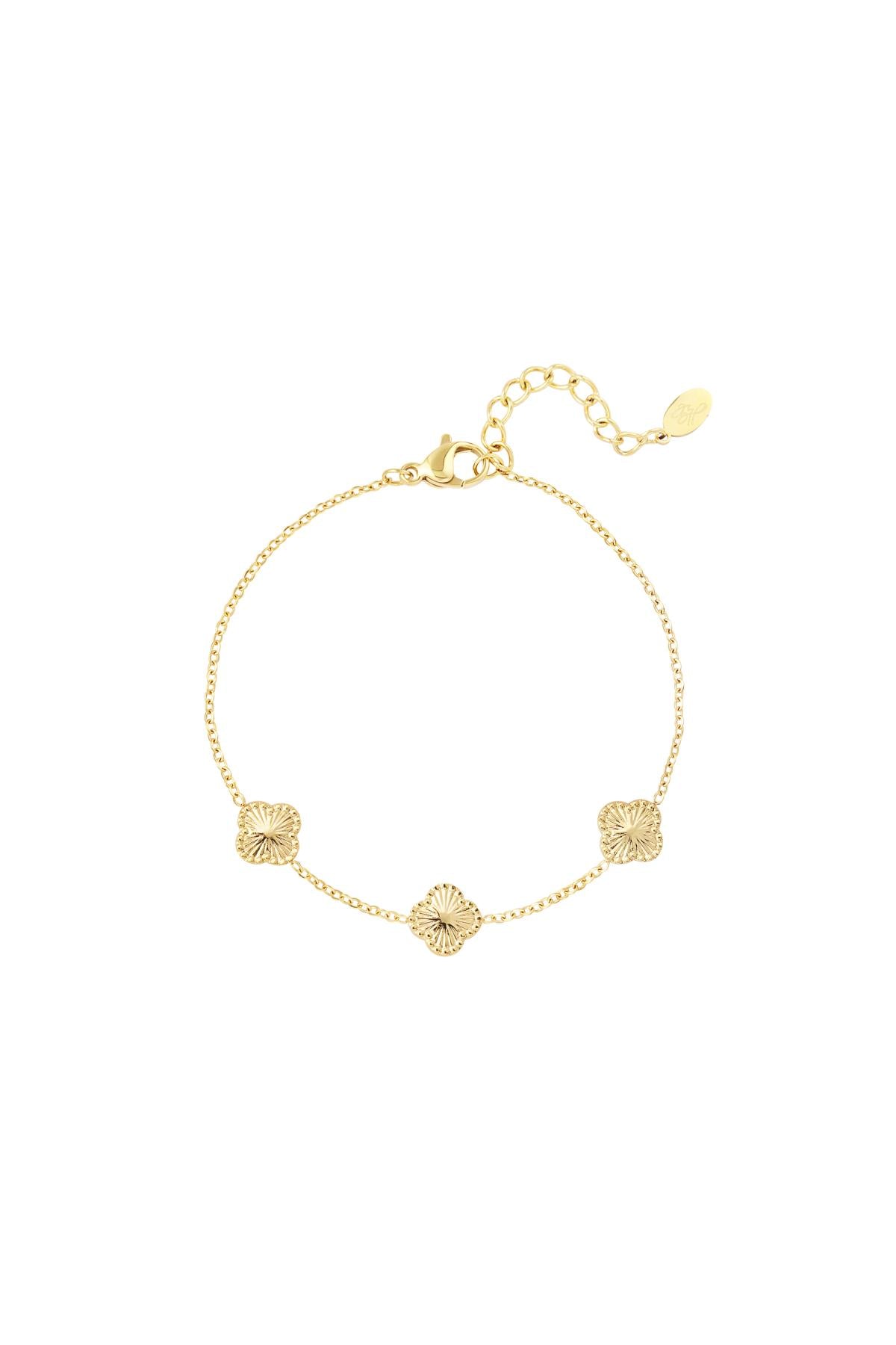 Armband klaver met patroon Goud kleur Stainless Steel