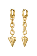 Oorbellen schakel & hart - Goud kleur Stainless Steel