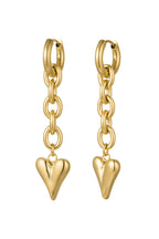 Oorbellen schakel & hart - Goud kleur Stainless Steel