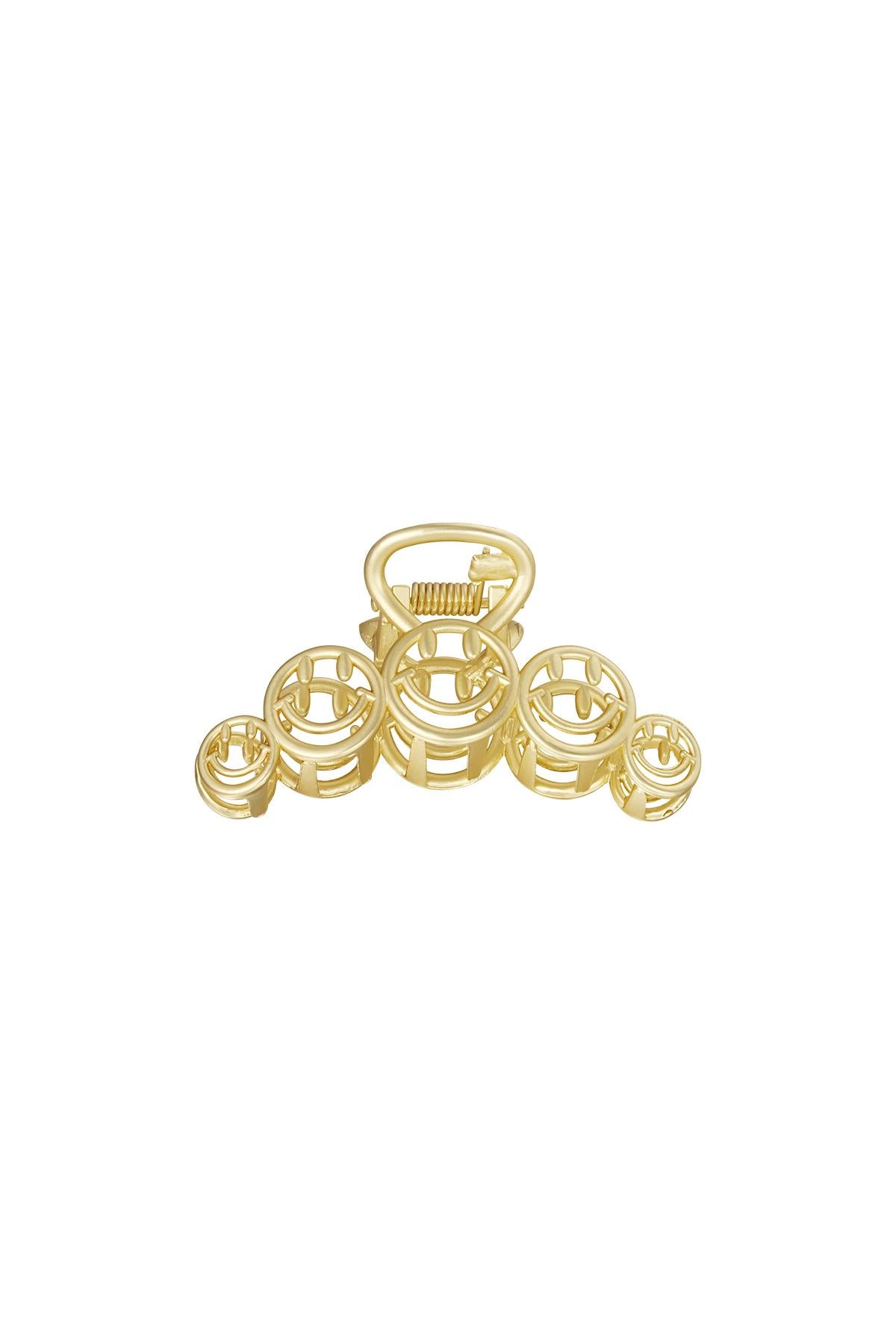 Grote metalen haarclip Smiley Vintage Goud kleur Metaal