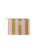 Plat toilettasje grote streep - Groen roze