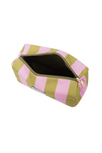 Make-up tas grote strepen - Roze groen
