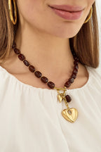 Squoval kralenketting hangend hart