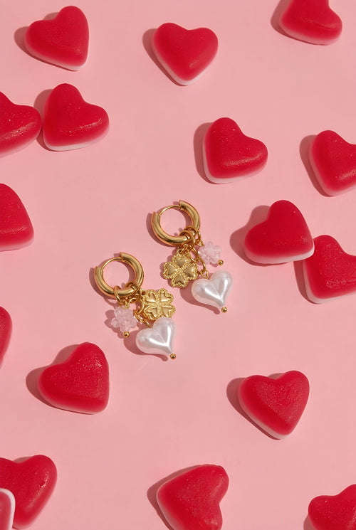 Roestvrijstalen oorbellen met hartvormige hanger, casual, romantische Valentijnsdagserie voor dames.