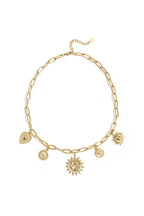 Ketting met zon en hart charms