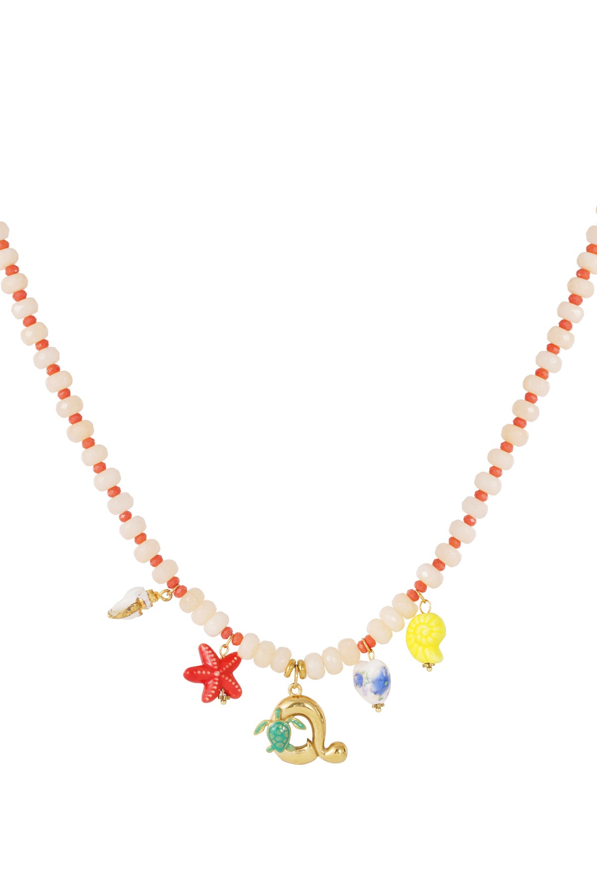 Vrolijke kralen initialen ketting met bedels